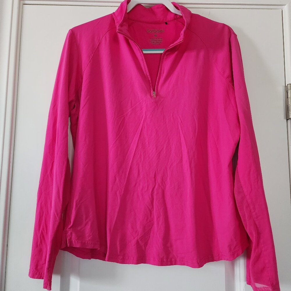 San Soleil Women's Pink Long-Sleeve Zip Mock Size XL. ITEM 1125255GS